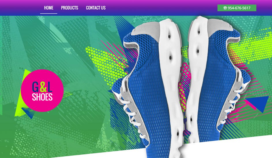Website design template for a shoe store