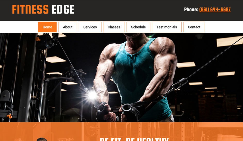 Website design template for a gym