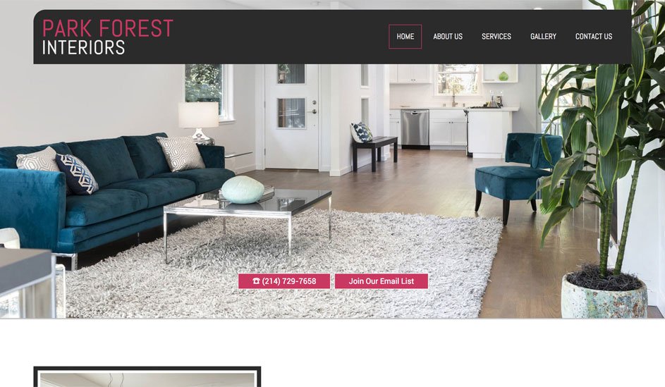Website design template for an interior design company